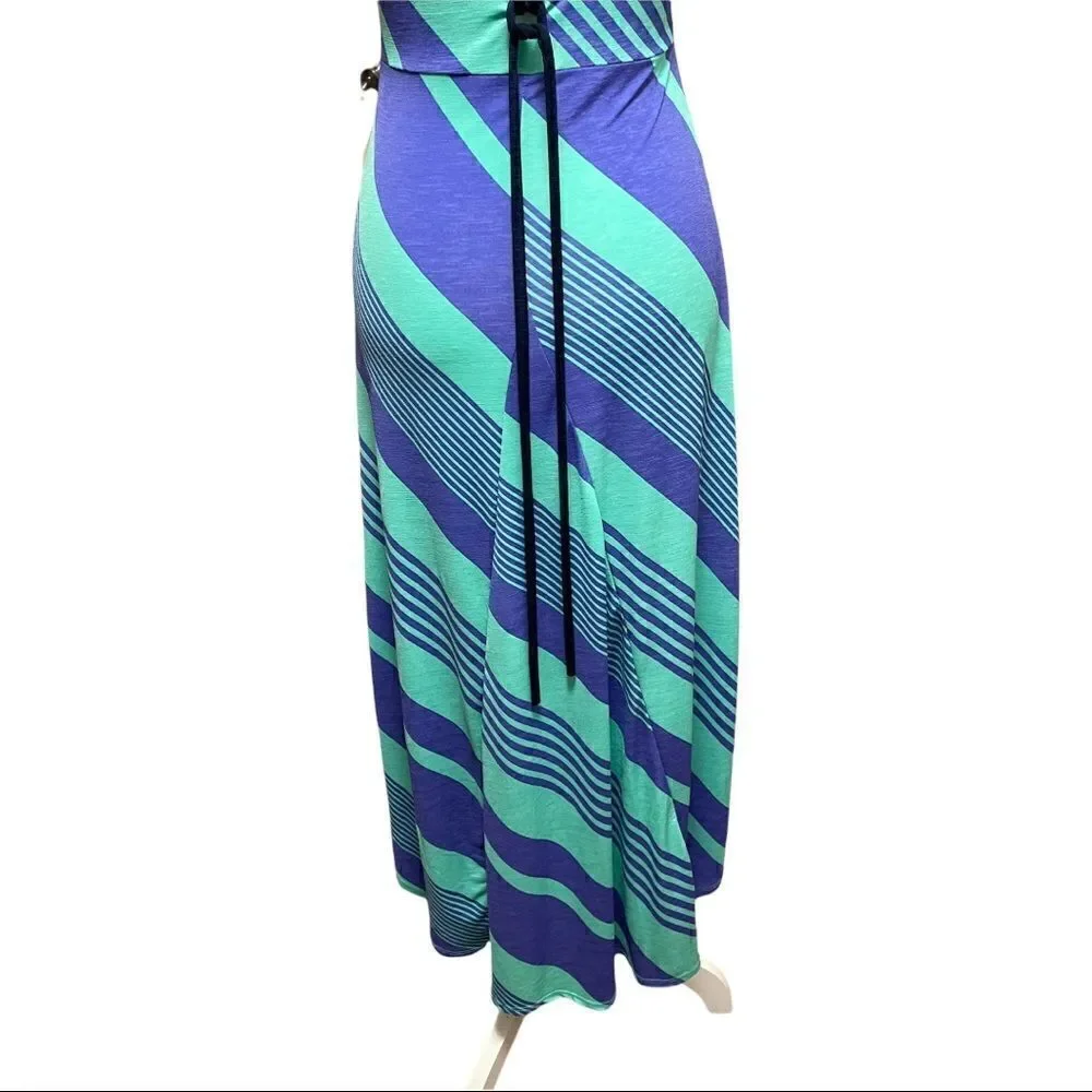 Silvergate Green Purple Striped High-Low Dress SMALL - Picture 7 of 15